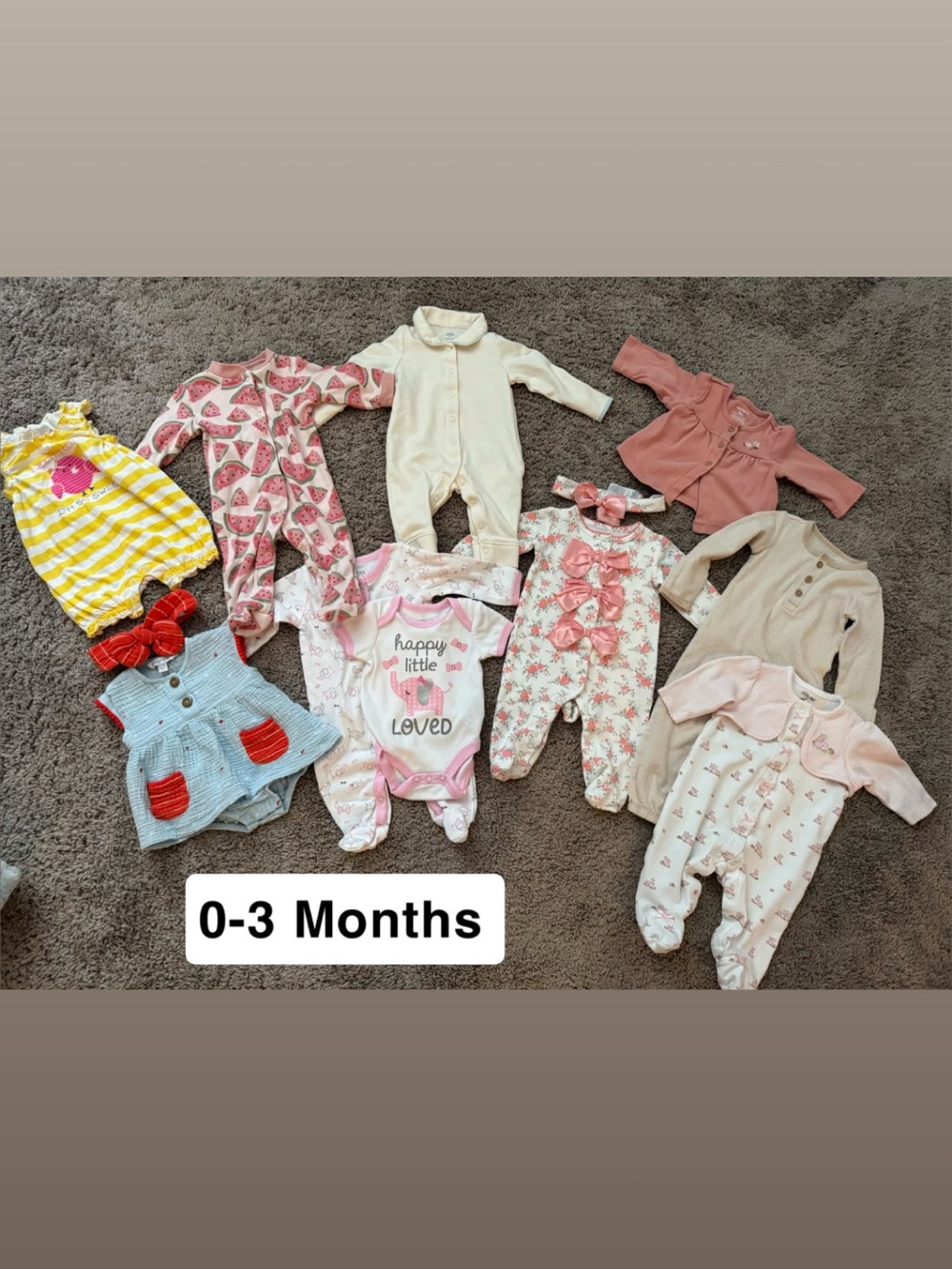 Assorted Baby Bundle in Pink, Cream and Yellow - 0-3 Months